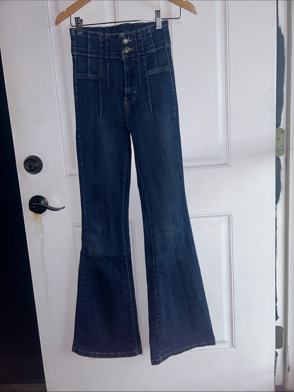 We The Free Dark Indigo High-Rise Flare Jeans